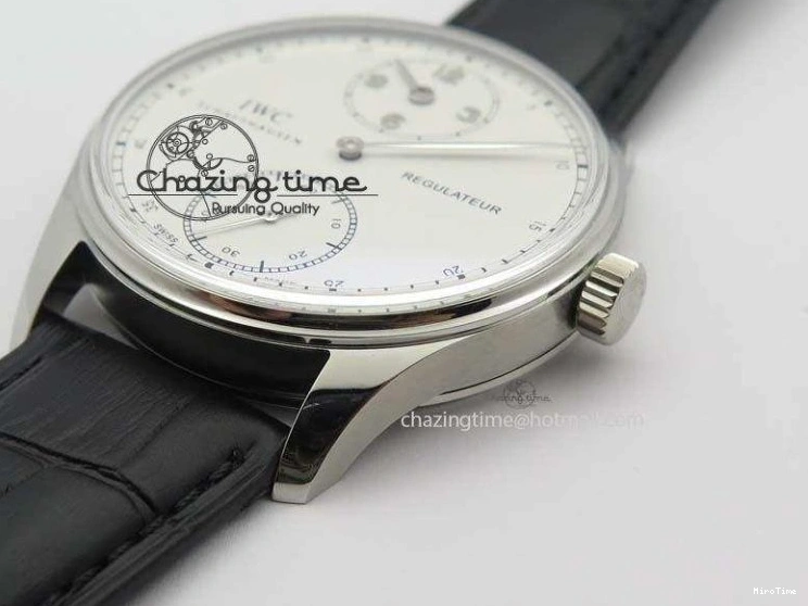 MIROTIME 0127 Effortless Portuguese IW544404 SS White Dial On Black Leather Strap A 7257